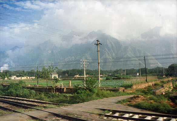 Landschap uit de trein naar Peking