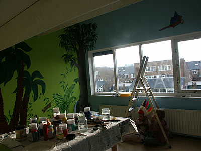 de kamer, eind van de middag